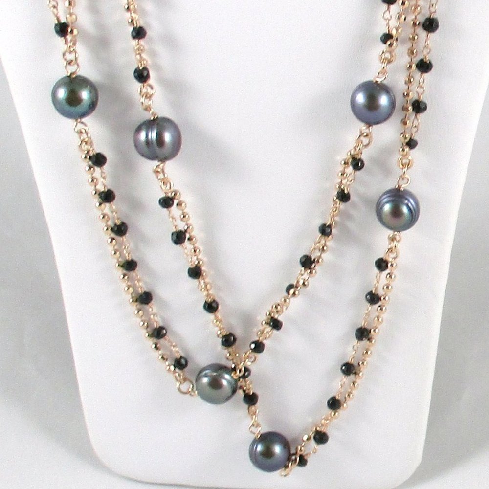 Honora Black Pearl & Black Spinel 36" Necklace - Picture 4 of 11